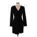 Black Halo Casual Dress - Wrap V Neck Long sleeves: Black Print Dresses - Women's Size 4