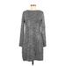 MICHAEL Michael Kors Casual Dress - Sheath Crew Neck Long sleeves: Gray Dresses - Women's Size Medium