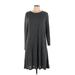 Suzanne Betro Casual Dress - A-Line Crew Neck 3/4 sleeves: Gray Dresses - Women's Size Large