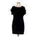 Banana Republic Casual Dress - Bodycon Scoop Neck Short sleeves: Black Print Dresses - Women's Size Medium