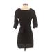 Heart n Crush Casual Dress - Mini Crew Neck 3/4 sleeves: Black Solid Dresses - Women's Size Small