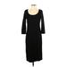 Talbots Casual Dress - Midi Scoop Neck 3/4 sleeves: Black Print Dresses - Women's Size 4