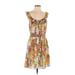 As U Wish Casual Dress: Orange Floral Dresses - Women's Size Medium