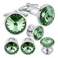 Cufflink and Studs In Gift Box for Tuxedo Shirt Silver Color with Crystals 11 Styles (Color : Style 2)