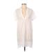 Gap Casual Dress - Shift Plunge Short sleeves: White Print Dresses - Women's Size Small