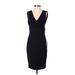 Bebe Casual Dress - Sheath V Neck Sleeveless: Black Print Dresses - Women's Size 4