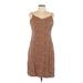 ABound Casual Dress - Mini V Neck Sleeveless: Brown Leopard Print Dresses - Women's Size Large