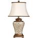 Astoria Grand 28" Antique White/Gold Table Lamp Resin/Fabric in White/Yellow/Brown | 28 H x 16.5 W x 11 D in | Wayfair