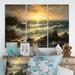 Design Art Wild Ocean w/ Breaking Waves Golden Hour - Coastal Waves Wall Art Prints Set Metal in Blue/Gray/Orange | 32 H x 48 W x 1 D in | Wayfair