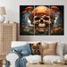 Design Art Smiling Skull Orange Mushrooms Funky Halloween - Skull Wall Art Prints Set Metal in Black/Orange | 32 H x 48 W x 1 D in | Wayfair