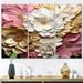 Design Art Liquid Flower Art Delicate White & Light Pink II - Abstract Shapes Wall Art Prints Set Metal in Pink/White | 32 H x 48 W x 1 D in | Wayfair