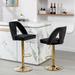 Everly Quinn Golden Swivel Velvet Barstools Metal in Black | 19.41 W x 17.51 D in | Wayfair 906C1D71E654472DBA962CDB1C95C896