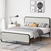 Ebern Designs Koumarianos Bed Upholstered/Metal in White | 39.7 H x 54.1 W x 77.9 D in | Wayfair 83F7C77932F64E3EB4B3503BE34D827B