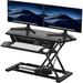 Inbox Zero 36" Wide UltraLite Electric Height-Adjustable Standing Desk Converter Wood/Metal in Black | 36 W x 24 D in | Wayfair