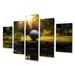 Ebern Designs Golf Precision Putt II On Canvas 5 Pieces Print Canvas in Black/Green/White | 32 H x 60 W x 1 D in | Wayfair