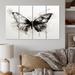 August Grove® Butterfly Portrait Black & White Watercolor I - 4 Piece Wrapped Canvas Print Canvas in Black/White | 28 H x 48 W x 1 D in | Wayfair