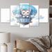 Zoomie Kids Nursery Kitten Cuddles I - Children Metal Wall Decor Set Metal in Blue/White | 32 H x 60 W x 1 D in | Wayfair