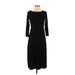 Eileen Fisher Casual Dress - Midi Crew Neck 3/4 sleeves: Black Print Dresses - Women's Size 2X-Small
