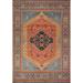 Orange Heriz Oriental Area Rug Handmade Wool Carpet - 5'10" x 9'0"