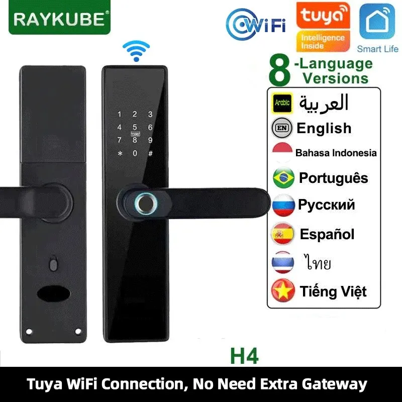 Tuya Wifi Smart Lock Finger abdruck digitales Passwort 13,56 MHz elektronisches Schloss Keyless Access Typ C USB Smart Home Intelligence H4