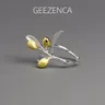 Geezvac 925 Sterling Silver bicolore ramo d'ulivo anello ridimensionabile per le donne Design