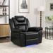 Faux Leather LED-Lit Home Theater Recliner Chair, Manual Recline