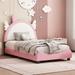 Cute Pink PU Upholstered Kid Platform Bed with Unicorn Shape Headboard