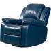 Blue Faux Leather Manual Recliner Chair with Overstuffed Headrest, Extendable Footrest