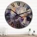 Designart "Pink Purple Irises Romantic Impression IV" Floral Oversized Wood Wall Clock