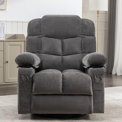 Grey Oversized Rocker Recliner Massage Chair with Cup Holders, USB, Vibration Massage, Heating