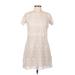 Free People Casual Dress - A-Line Crew Neck Short sleeves: Ivory Print Dresses - Women's Size 6