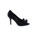 Tahari Heels: Slip-on Stilleto Feminine Black Solid Shoes - Women's Size 7 - Peep Toe