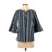 Calvin Klein Long Sleeve Blouse: Blue Tops - Women's Size Small