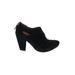 Earthies Ankle Boots: Slip-on Chunky Heel Casual Black Print Shoes - Women's Size 7 - Round Toe