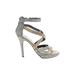 M by Michael Antonio Heels: Strappy Stilleto Party Gray Print Shoes - Women's Size 7 1/2 - Open Toe