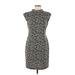 Sandra Darren Casual Dress - Sheath Mock Short sleeves: Black Leopard Print Dresses - Women's Size 12