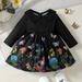 eczipvz Baby Girl Clothes Baby Fall Winter Long Sleeve Dress Toddler Girl Clothes Little Girls Floral Dress Tunic Dresses Girl (Black 2-3 Years)