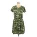 Old Navy Casual Dress - Mini Crew Neck Short sleeves: Green Camo Dresses - Women's Size Medium