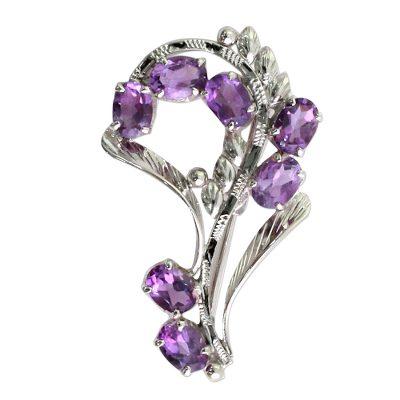 Lavish Lilies,'Indian Sterling Silver Brooch Pin W...