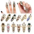 Nail Ring Adjustable Rhinestone Embedded Fashion Jewelry Nail Protection Crown Bowknot Flower Opening Ring for Party