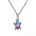 KIHOUT Turtle Necklace 925 Sterling Silver Opal Sea Turtle Necklace for Women Turtle Gifts for Women Girls Hawaiian Beach Opal Turtle Jewelry with Box(Multicolor)