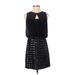 Addison Cocktail Dress - Mini Crew Neck Sleeveless: Black Print Dresses - Women's Size Small