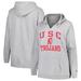 Women's Champion Heather Gray USC Trojans Plus Size Heart & Soul Notch Neck Pullover