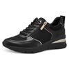 Sneaker TAMARIS, Damen, Gr. 42, gold (schwarz, goldfarben), Textil, Lederimitat, Lacksynthetik, kontrastfarbene Details, sportlich, Schuhe Sneaker, mit Reißverschluss, Freizeitschuh, Halbschuh, Schnürschuh