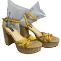 Nine West Shoes | Nine West Rylin Platform Sandal. Size 9m | Color: Tan/Yellow | Size: 9