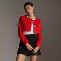 Anthropologie Jackets & Coats | Nwt Anthropologie Red Maeve Cropped Shrunken Tweed Jacket Blazer | Color: Red | Size: 8