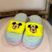 Disney Shoes | Nwt Disney Fluffy Slippers For Adults - Mickey And Minnie Mouse Neon Plush | Color: Blue/Pink/Red/Yellow | Size: Large 9/10