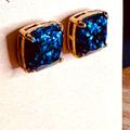 Kate Spade Jewelry | New Kate Spade - Small Glitter Square Stud Earring, Blue | Color: Blue/Gold | Size: Os
