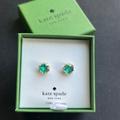 Kate Spade Jewelry | Nwot Kate Spade Cubic Zirconia Gold Plated Light Emerald Green Stud Earrings. | Color: Gold/Green | Size: Os