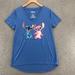 Disney Tops | Disney Shirt Womens Small Blue Stitch Angel 626 624 V Neck Pullover Graphic Knit | Color: Blue/Pink | Size: S